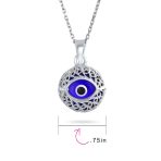 Spiritual Protection Amulet Round Circle Moving Floating Blue Evil Eye Filigree Charm Pendant Necklace Sterling Silver - Image 6