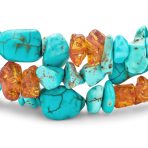 Statement Blue Turquoise Amber Resin Multi Strand Bracelet with Silver Clasp - Image 2