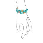 Statement Blue Turquoise Amber Resin Multi Strand Bracelet with Silver Clasp - Image 3