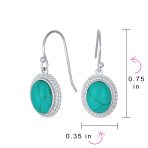 Quartz Onyx Turquoise Milgrain Cable Edge Oval Drop Earrings Sterling Silver - Image 12
