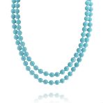 Classic Western Hand Knotted 10MM Bead 70" Long Blue Turquoise Strand Necklace - Image 2