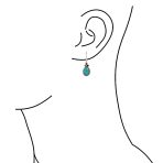 Western Style Multicolor Lapis Turquoise Coral Dangle Earrings .925 Sterling Silver Lever Back - Image 3