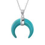 Western Jewelry Boho Crescent Moon Pendant Necklace with Turquoise and Onyx - Image 3