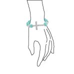 Set of 2 Religious Cross Onyx Turquoise Crystal Stretch Bracelet Silver Plated - Image 3