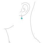 Simple Gemstone 8MM Drop Ball Earrings Secure Hinge Lever Back Sterling Silver - Image 52