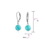 Simple Gemstone 8MM Drop Ball Earrings Secure Hinge Lever Back Sterling Silver - Image 68