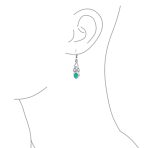 Celtic Knot Oval Natural Stones Dangle Earrings .925 Sterling Silver - Image 9