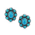 Set of 2 Turquoise & Multicolor Gemstones Clip-On Earrings Sterling Silver - Image 4