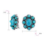 Set of 2 Turquoise & Multicolor Gemstones Clip-On Earrings Sterling Silver - Image 6