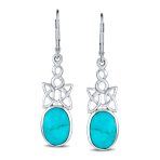 Celtic Love Knot Dangle Gemstone Earrings with Blue Turquoise in Sterling Silver - Image 2