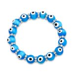 Colorful Turkish Glass Bead Evil Eye Stretch Bracelet with Crystal Spacers - Image 10