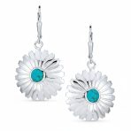 Set of 2 Turquoise Concho Flower & Infinity Teardrop Dangle Earrings Silver - Image 6