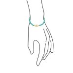 Danity Interlocking Hearts Turquoise Strand Bead Stretch Bracelet Gold Plated Sterling Silver - Image 4