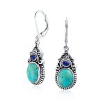 Southwestern Dangle Gemstone Earrings Turquoise Lapis Silver