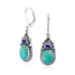 Southwestern Dangle Gemstone Earrings Turquoise Lapis Silver