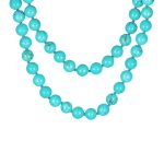 10MM Ball Bead 36 Inch Long Strand Double Wrap Blue Turquoise Necklace