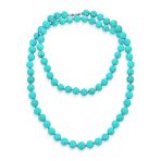 10MM Ball Bead 36 Inch Long Strand Double Wrap Blue Turquoise Necklace - Image 2