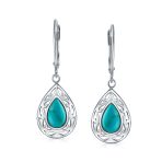 Western Style Dangle Gemstone Earrings with Blue Lapis Lazuli & Turquoise Onyx - Image 4