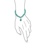 Nautical Blue Turquoise Pisces Charm Stretch Bracelet with Silver Plated Beads - Image 3