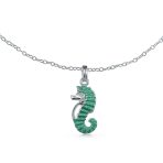Teal Enamel Seahorse Charm Anklet Ankle Bracelet Sterling Silver 9-10 Inch - Image 2