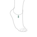 Teal Enamel Seahorse Charm Anklet Ankle Bracelet Sterling Silver 9-10 Inch - Image 3
