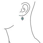 Bali Style Oval Natural Blue Turquoise Dangle Drop Earrings Lever Back .925 Sterling Silver - Image 3