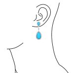 Blue Pear CZ Halo Turquoise Dangle Chandelier Earrings - Image 2