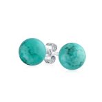 10MM Natural Gemstone Drop Ball Earrings Sterling Silver - Image 6