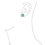 3D Rose Flower Enamel Earrings Retro Button Gold Plated - Image 10