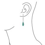 Linear Infinity Spiral Twist Teardrop Dangle Gemstone Earrings Blue Turquoise - Image 3