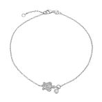 Nautical Turtle CZ Accent Anklet Ankle Bracelet Gold Plated Sterling Silver - Image 2