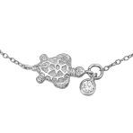 Nautical Turtle CZ Accent Anklet Ankle Bracelet Gold Plated Sterling Silver - Image 4