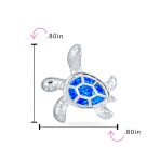 Nautical Blue Created Opal Inlay Turtle Pendant Necklace .925 Sterling Silver - Image 10