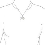Nautical Blue Created Opal Inlay Turtle Pendant Necklace .925 Sterling Silver - Image 8