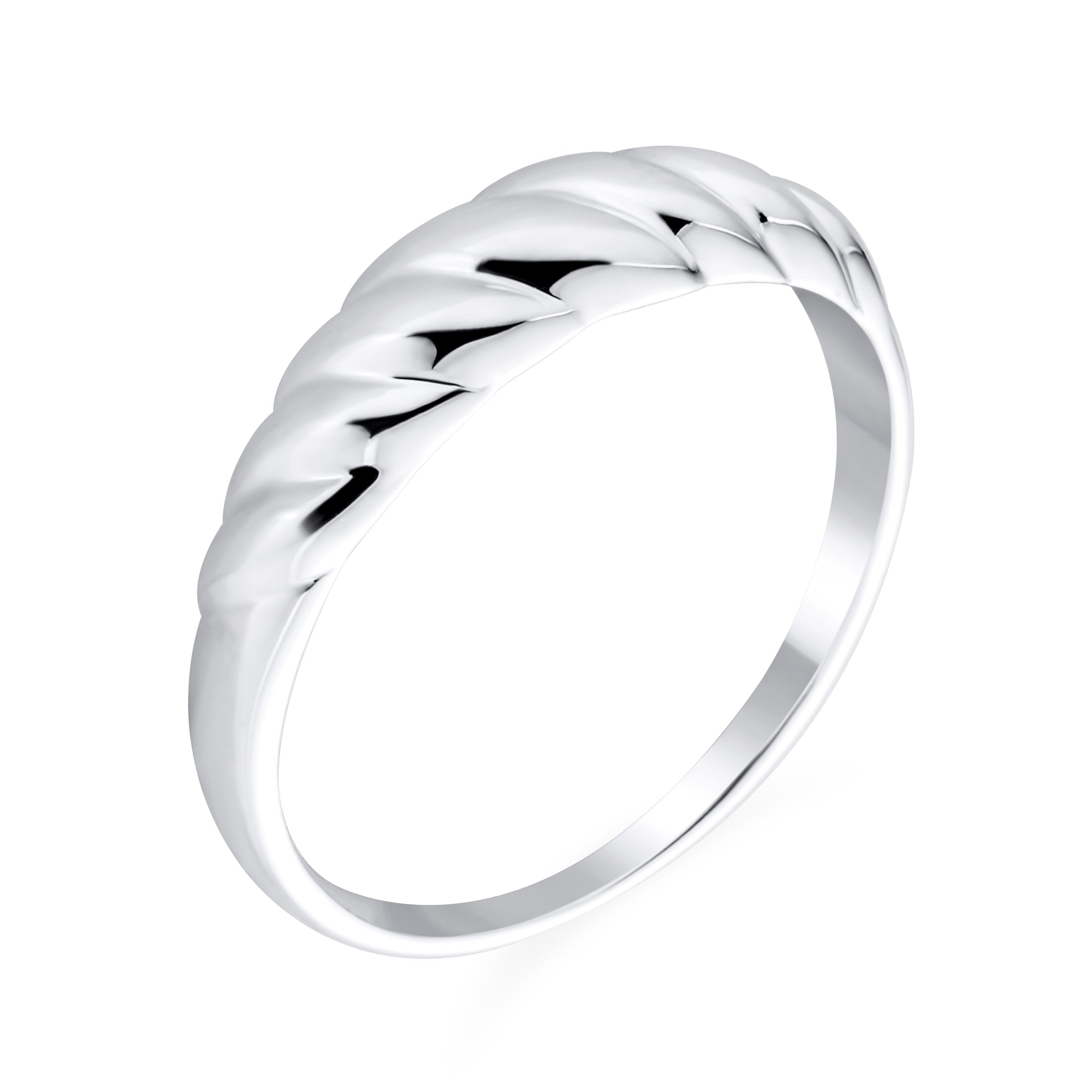 twisted-cable-dome-thin-band-srn-dj76844r_01 Twisted Rope Cable Silver Ring Braided Dome Croissant Design Sterling Silver - Image 1