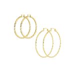Set of 2 Rope Cable Wide Large Hoop Earrings Gold Plated
