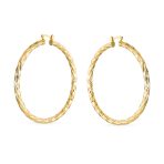 Set of 2 Rope Cable Wide Large Hoop Earrings Gold Plated - Image 2