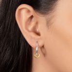 Two Tone Twisted Love Knot & Hoop Earrings Gold Plated Sterling Silver 1 Inch - Image 3