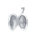 Vintage Style Floral Leaf Design Oval Shape Photo Locket Necklace Pendant .925 Sterling Silver - Image 2