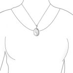 Vintage Style Floral Leaf Design Oval Shape Photo Locket Necklace Pendant .925 Sterling Silver - Image 4