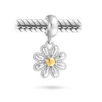 Sunflower Daisy Charm Bead Two-Tone 14K Gold Plated Fits European Bracelet - Image 2