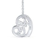 Mother Day Words MOM Heart Pendant Necklace Mother Two Tone Rose Gold Plated .925 Sterling Silver - Image 2
