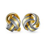Twisted Cable Love Knot Clip-On Earrings Two-Tone Black Gold