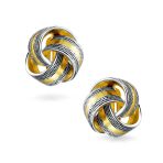 Twisted Cable Love Knot Clip-On Earrings Two-Tone Black Gold - Image 3
