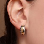 Lightweight Dome Caviar Bead Edge Hoop Huggie Earrings Gold Plated Silver - Image 3