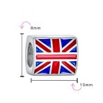 Red White Blue Union Jack Charm Bead Sterling Silver for European Bracelet - Image 3