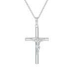 Religious Jewelry Jesus Crucifix Cross Pendant Necklace .925 Sterling Silver
