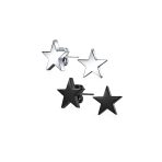 Set of 2 Patriotic Celestial Rock Star Stud Earrings Black Plated Steel 10MM