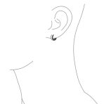 Unisex Two Tone Striped Black Enamel Huggies Mini Hoop Earrings Stainless Steel - Image 6