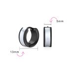 Unisex Two Tone Striped Black Enamel Huggies Mini Hoop Earrings Stainless Steel - Image 8